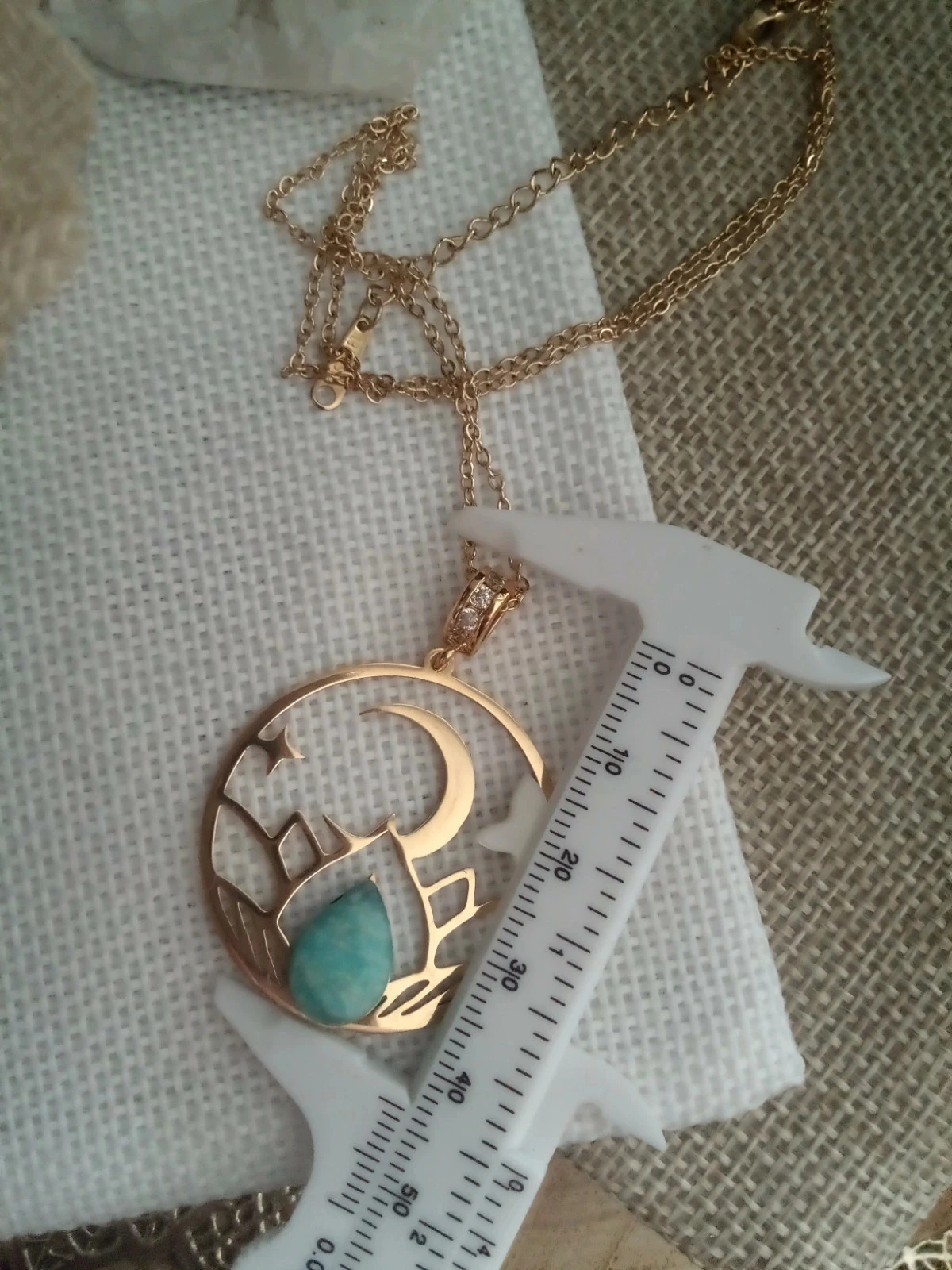 Moon medallion necklace and natural amazonite stone – photo 2